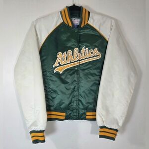 VINTAGE GENUINE MERCHANDISE OAKLAND ATHLETICS SATIN BOMBER JACKET.